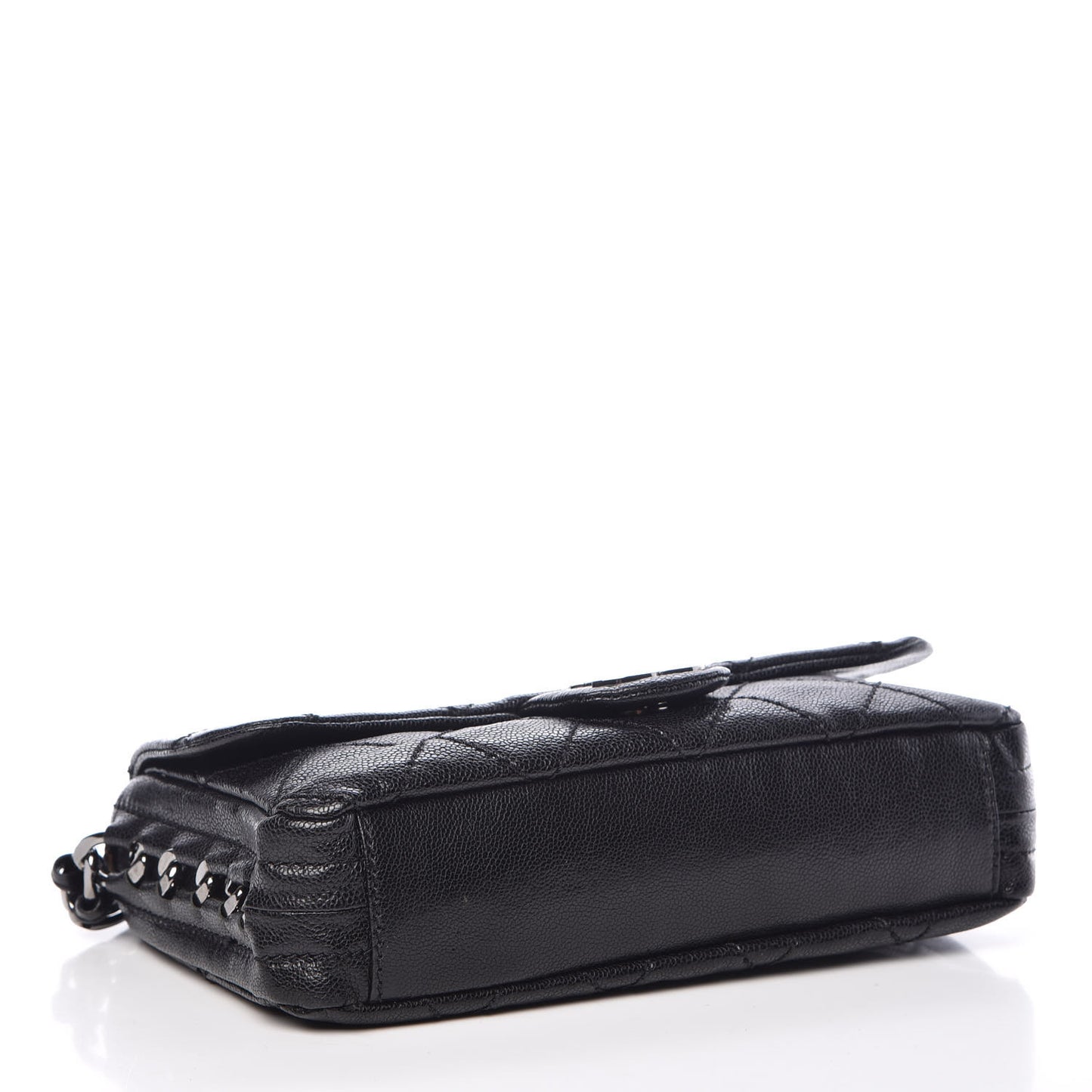 Glazed Caviar Quilted Modern Chain Flap Black
