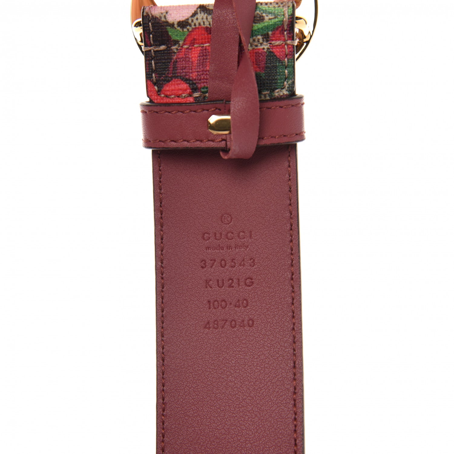 Gucci GG Supreme Monogram Blooms Moon Calfskin Interlocking G 37mm Belt 100 40 Beige Ebony Multicolor Dry Rose 5 of 7