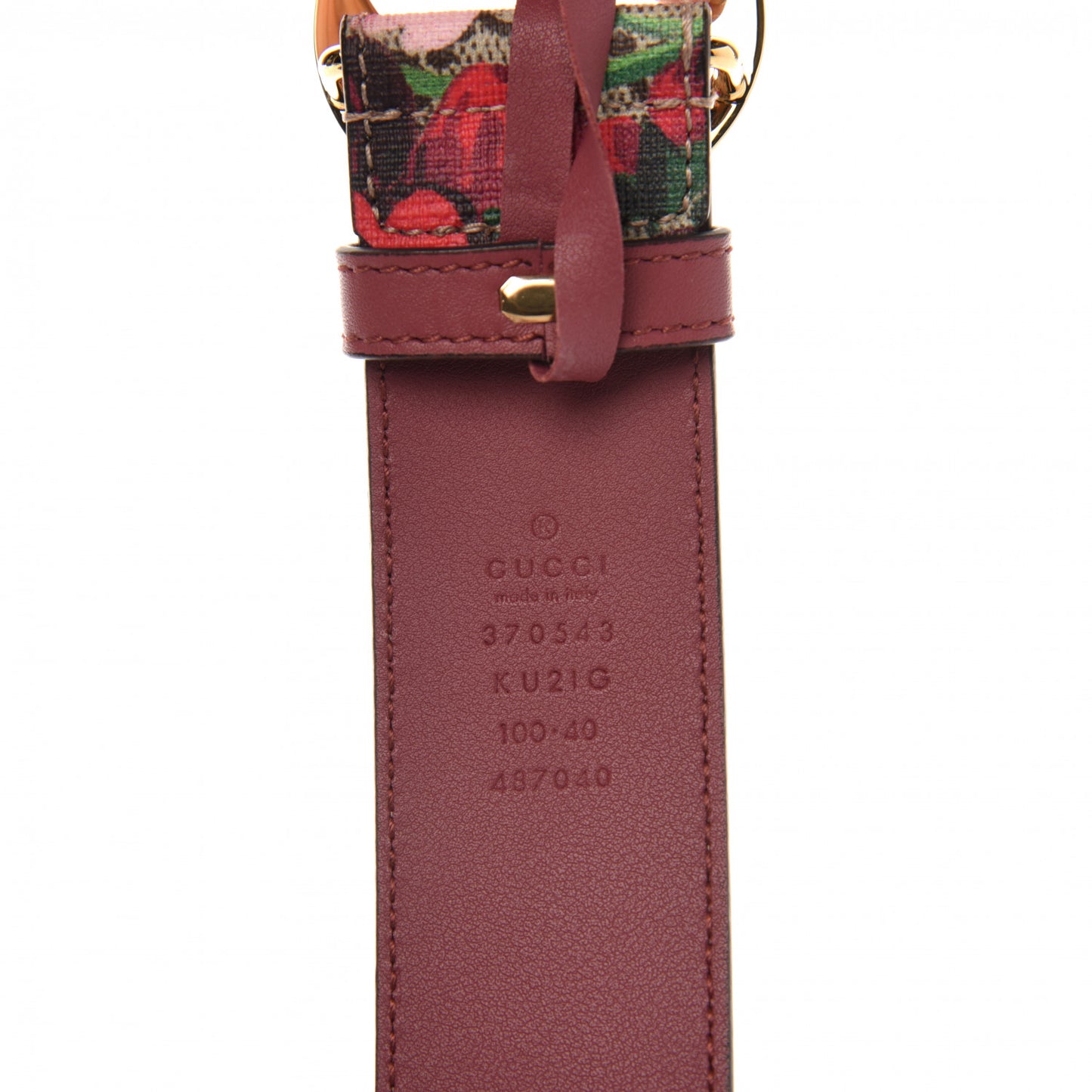 GG Supreme Monogram Blooms Moon Calfskin Interlocking G 37mm Belt 100 40 Beige Ebony Multicolor Dry Rose