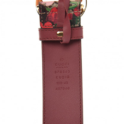 Gucci GG Supreme Monogram Blooms Moon Calfskin Interlocking G 37mm Belt 100 40 Beige Ebony Multicolor Dry Rose 5 of 7