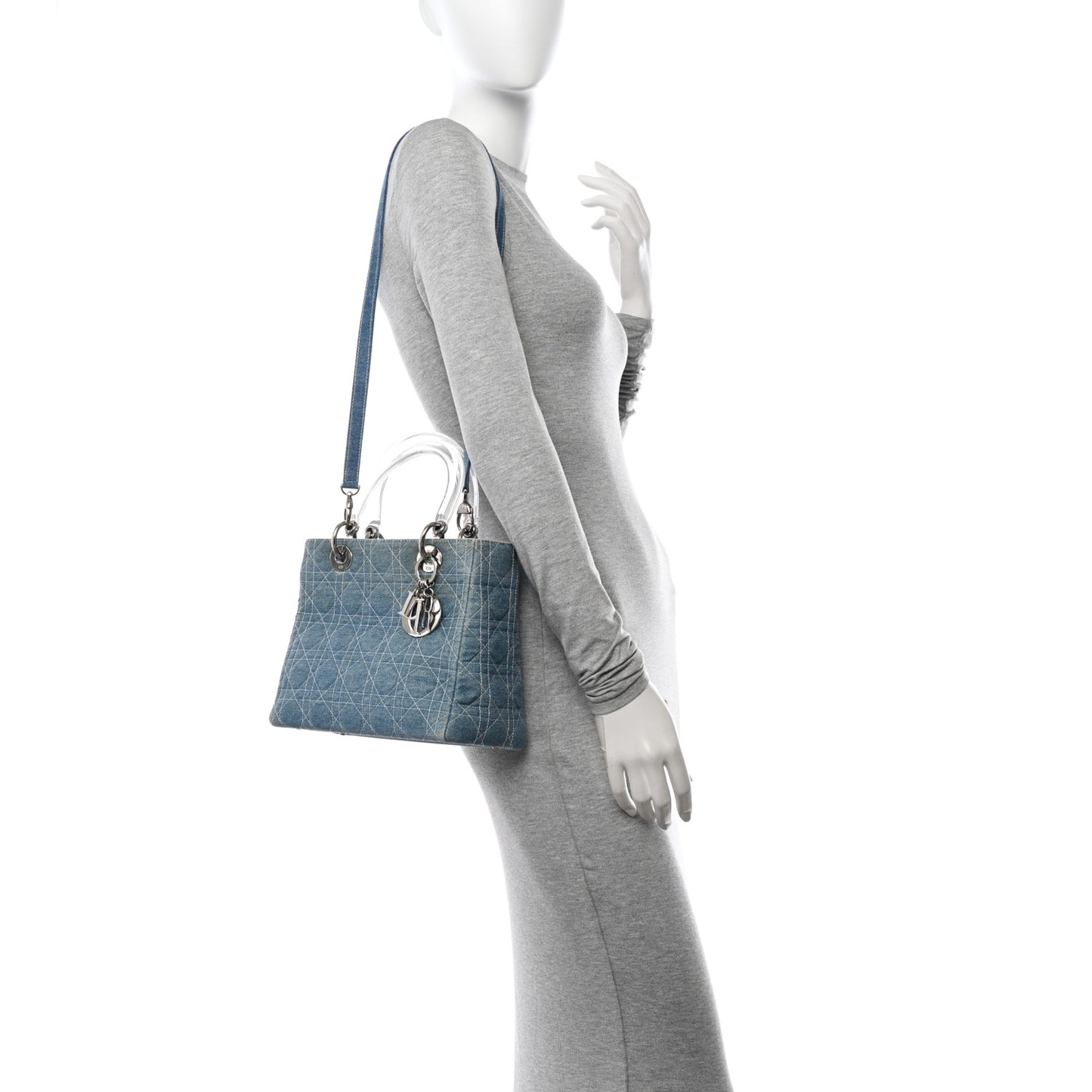 Denim Cannage Medium Lady Dior Light Blue