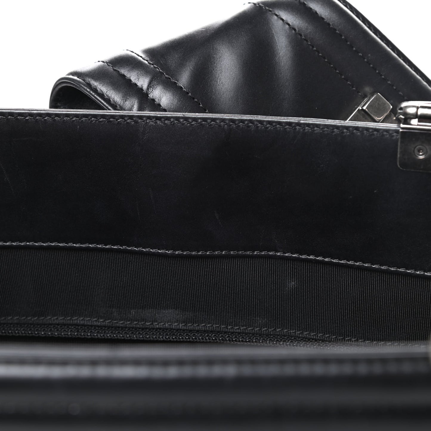 Glazed Calfskin Boy Tote Black