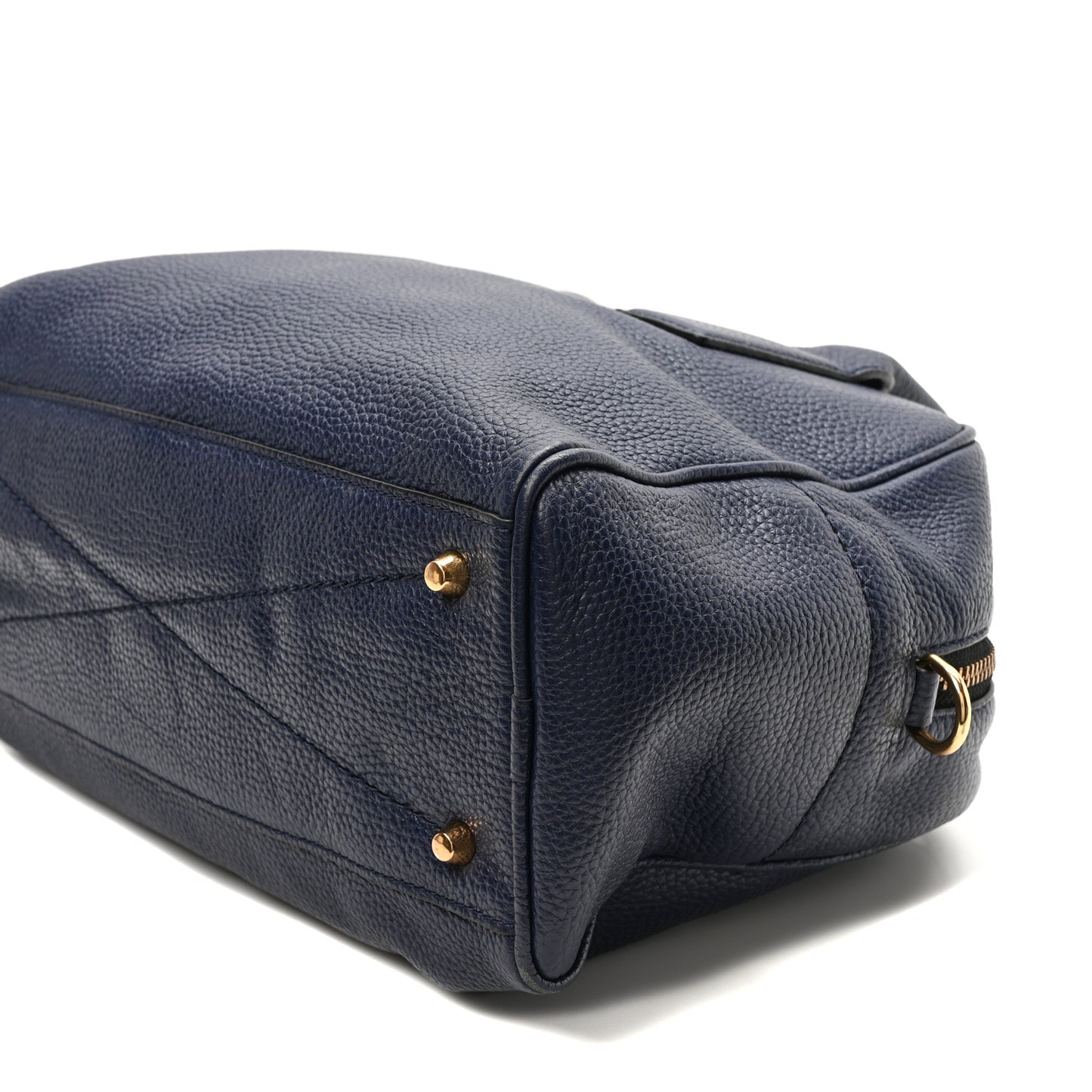 Pebbled Calfskin Gotham Bauletto Satchel Blue