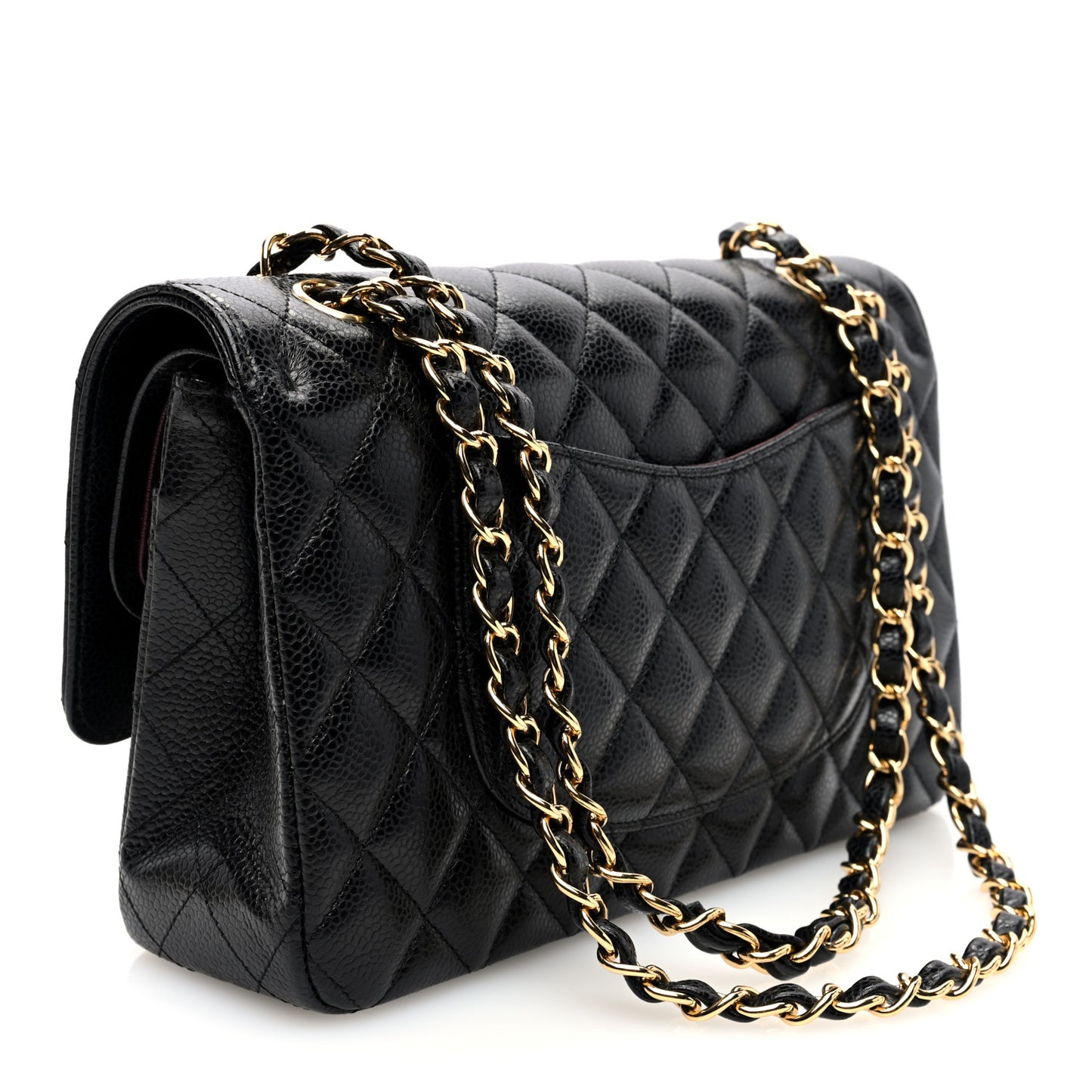 Caviar Quilted Medium Double Flap Black