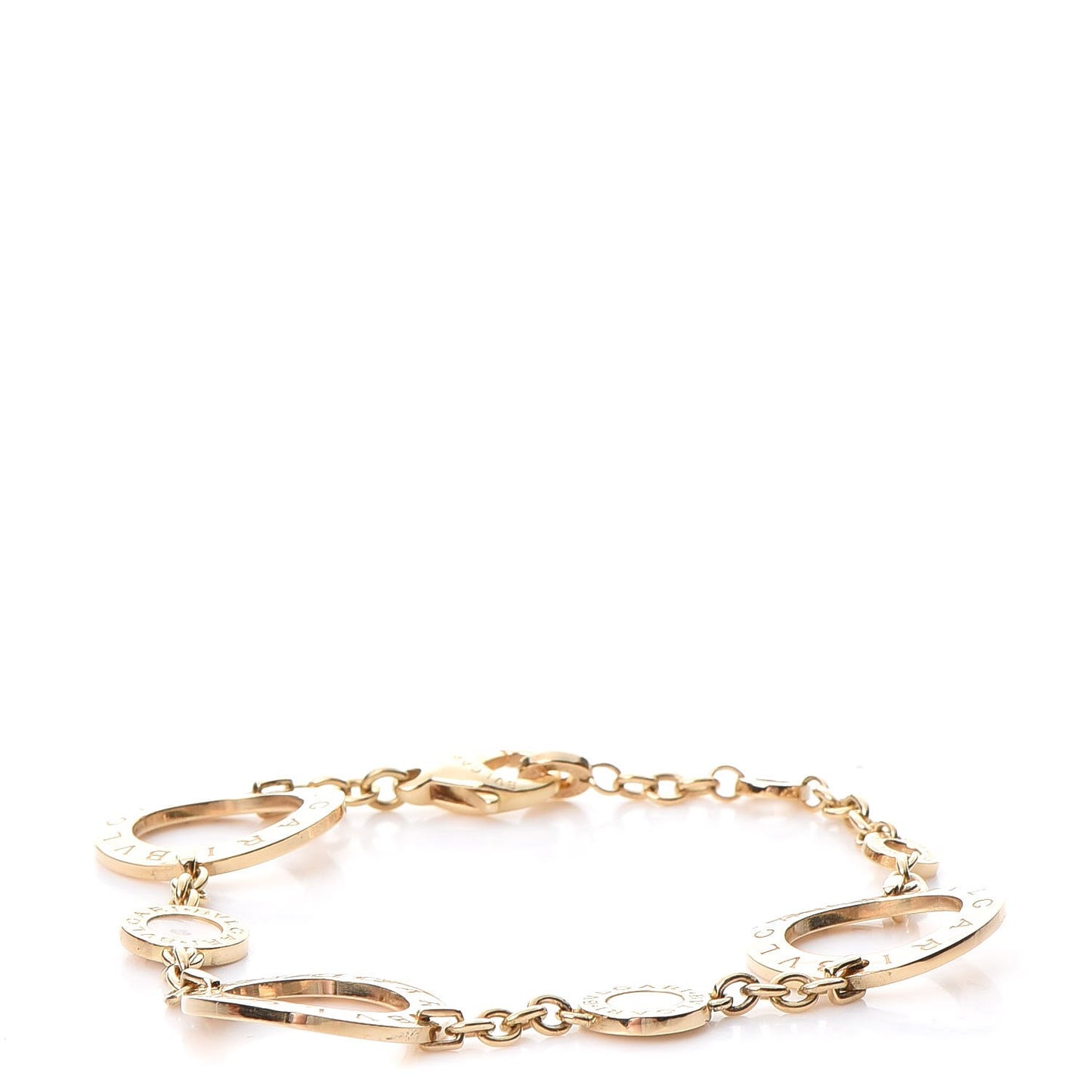 18K Yellow Gold Mother of Pearl Signature Chain Bracelet