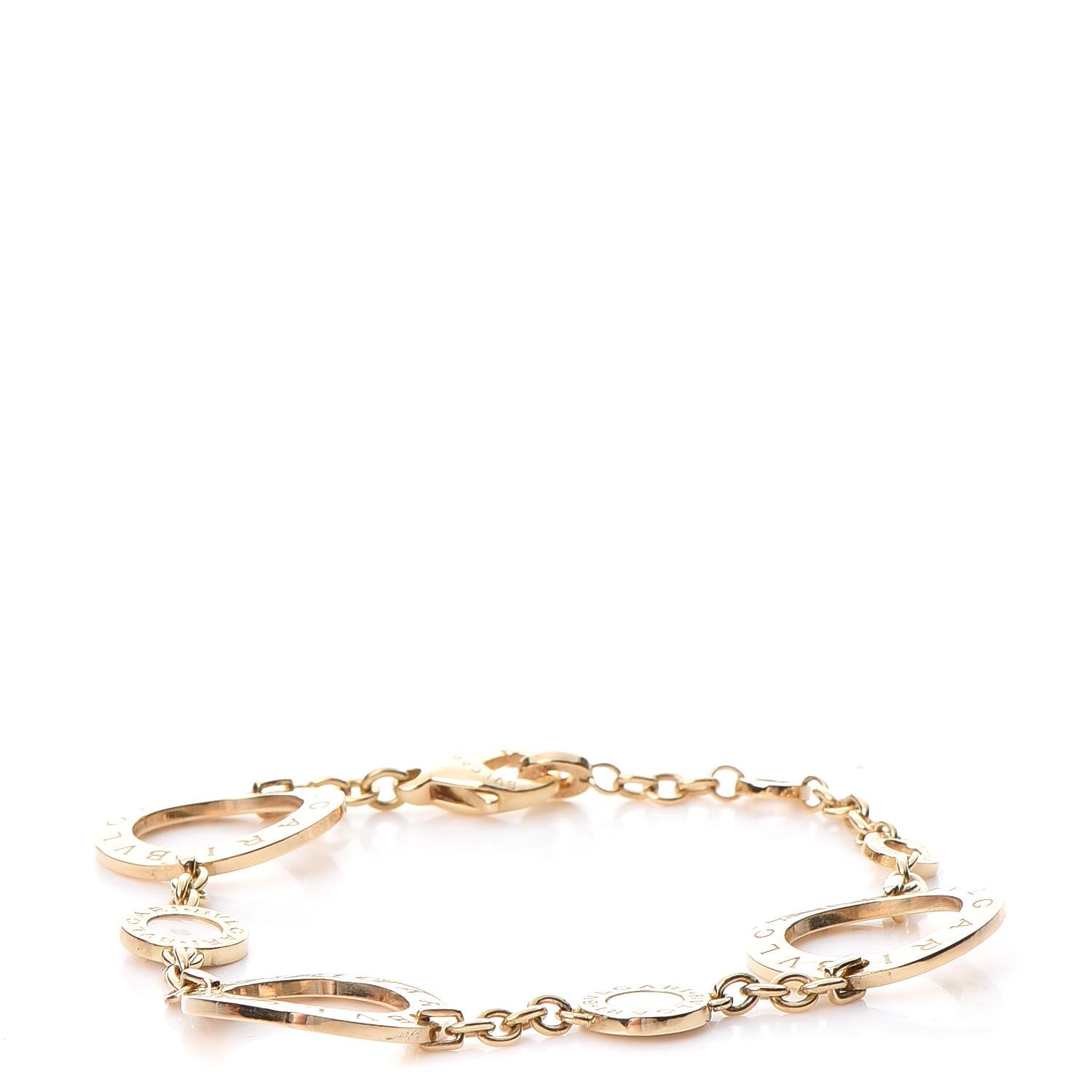 Bulgari 18K Yellow Gold Mother of Pearl Signature Chain Bracelet 1 of 7