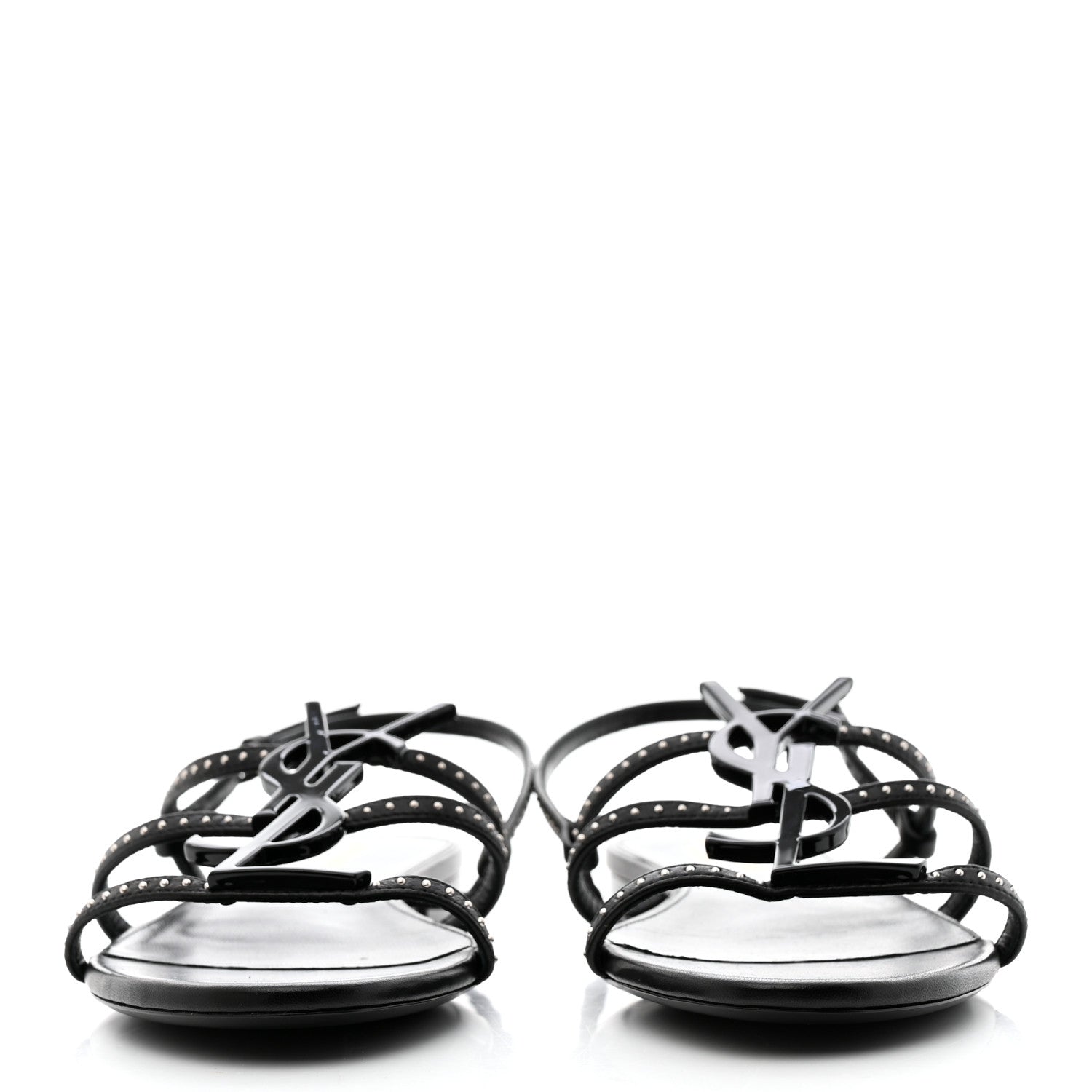 Saint Laurent Nappa Vendome Studded Cassandra 05 Sandals 37.5 Black 2 of 7