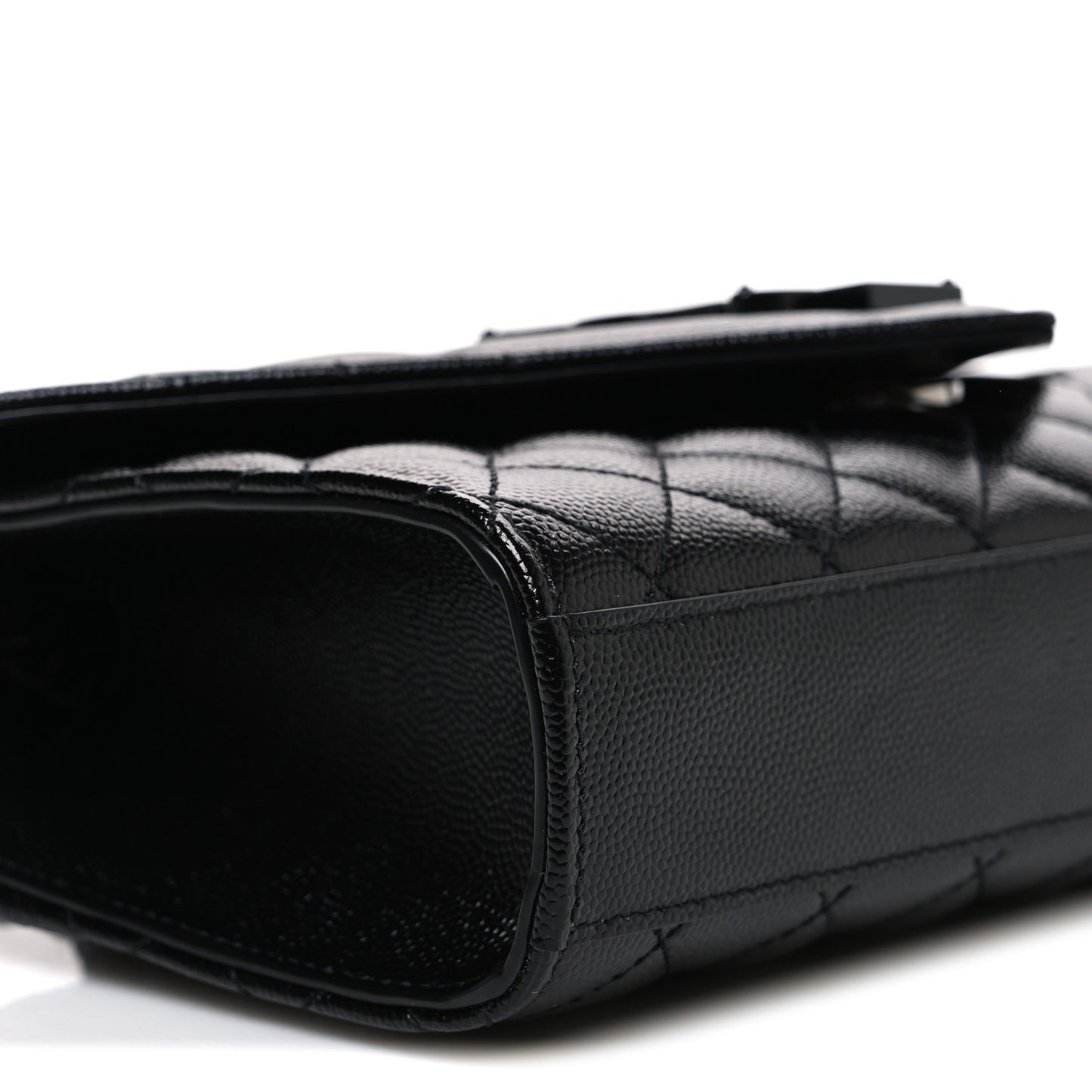 Grain De Poudre Textured Mixed Matelasse Triquilt Small Monogram Monochrome Satchel Black