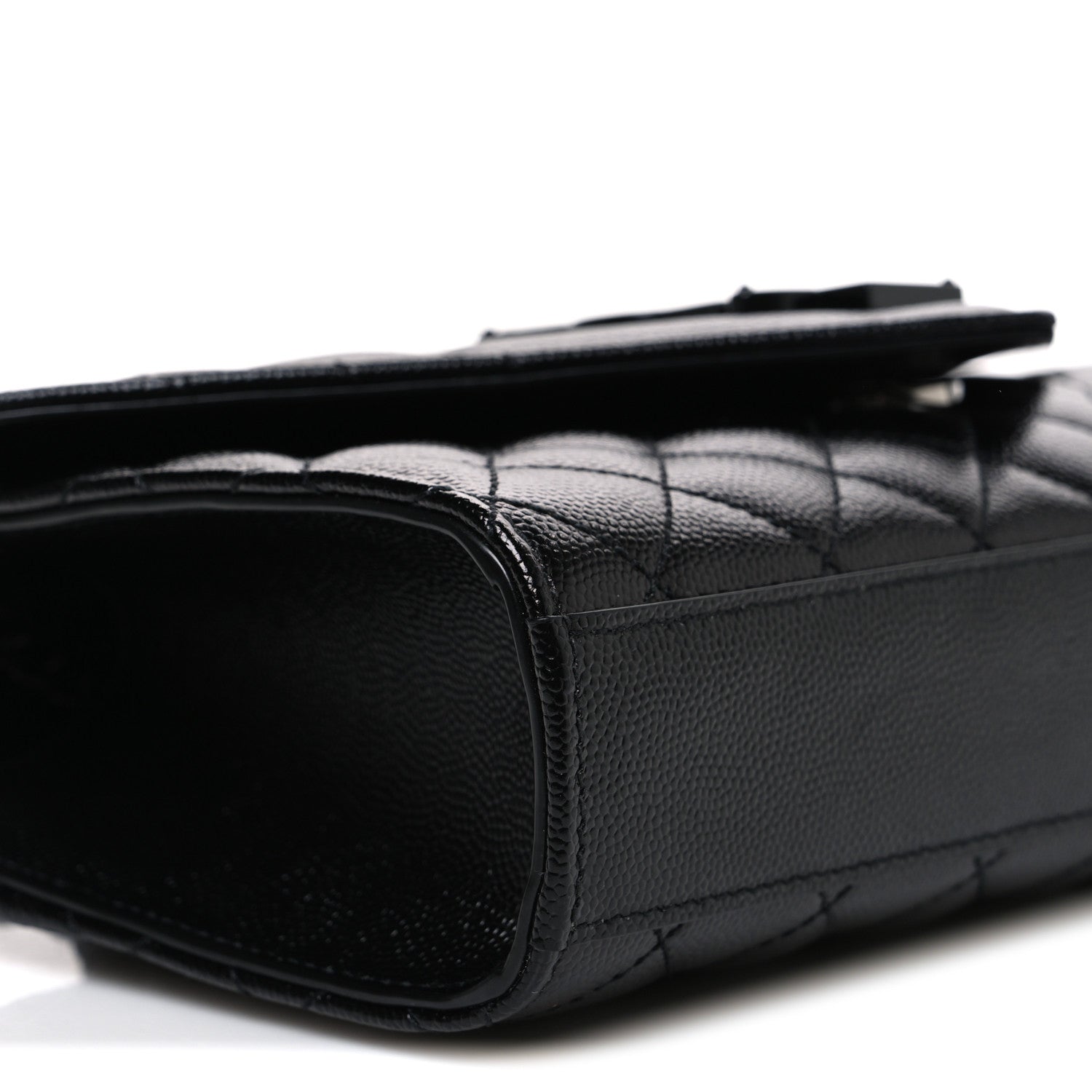Saint Laurent Grain De Poudre Textured Mixed Matelasse Triquilt Small Monogram Monochrome Satchel Black 7 of 8