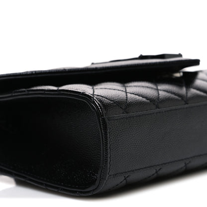 Saint Laurent Grain De Poudre Textured Mixed Matelasse Triquilt Small Monogram Monochrome Satchel Black 7 of 8