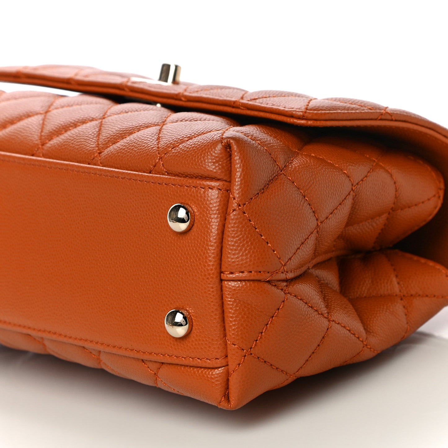 Caviar Quilted Mini Coco Handle Flap Light Brown