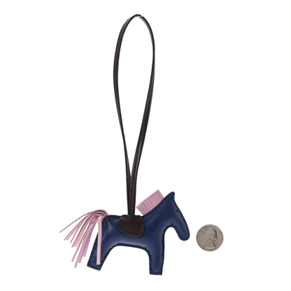 Hermes Milo Lambskin Grigri Rodeo Horse Bag Charm PM Rouge Sellier Mauve Sylvestre Bleu Saphir 2 of 4
