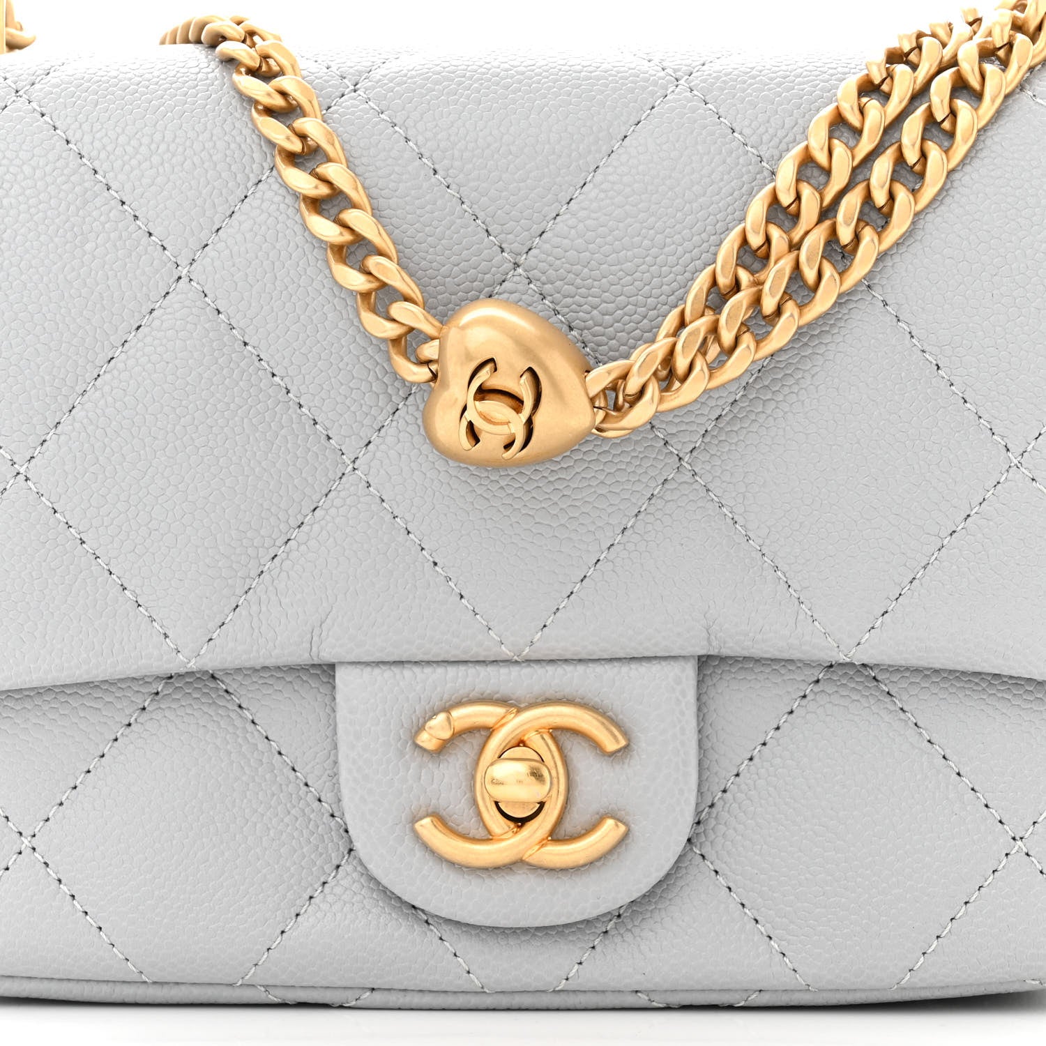 Chanel Caviar Quilted Mini Sweetheart Flap Grey 8 of 12
