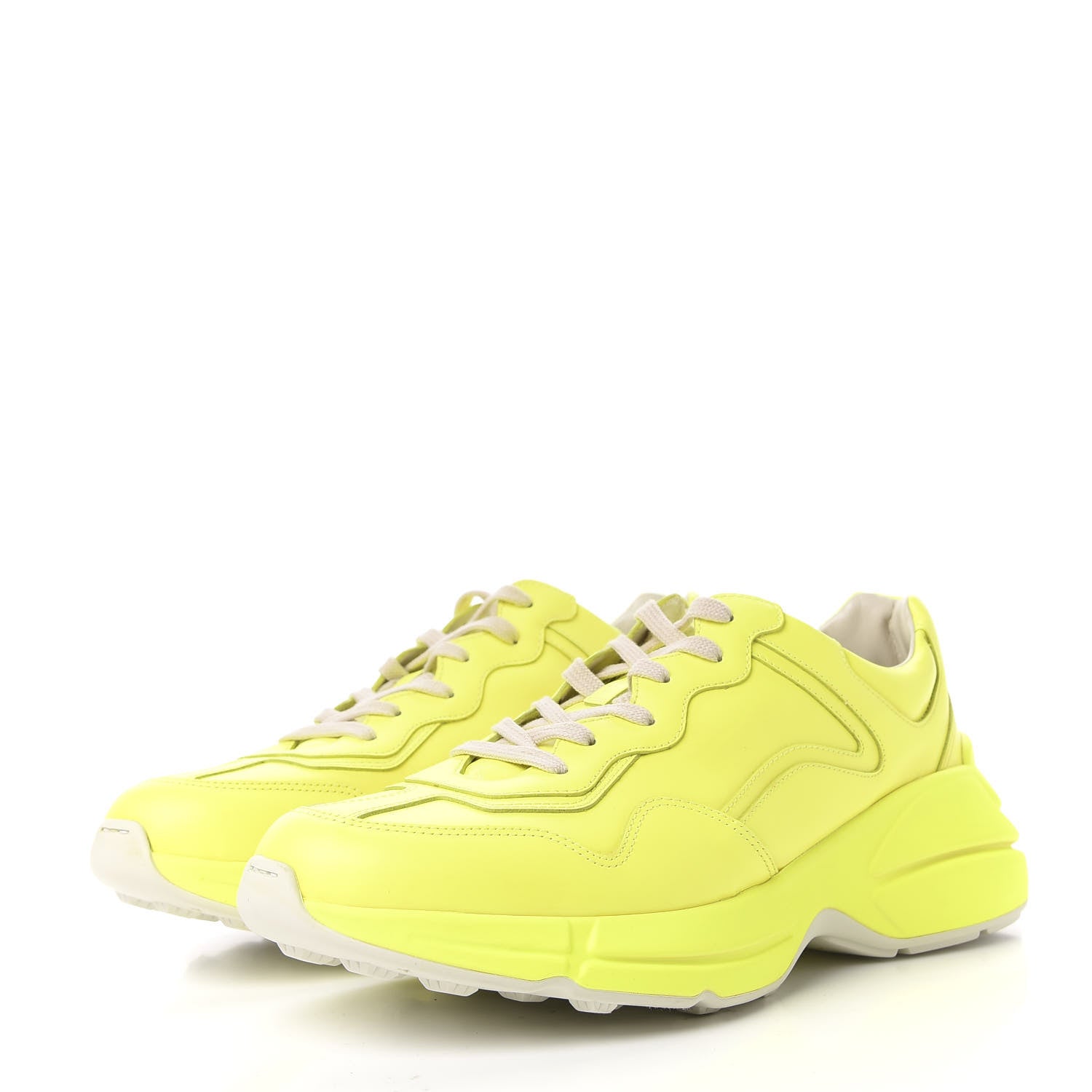 Gucci Calfskin Mens Rhyton Sneakers 9 Yellow Fluo 3 of 11