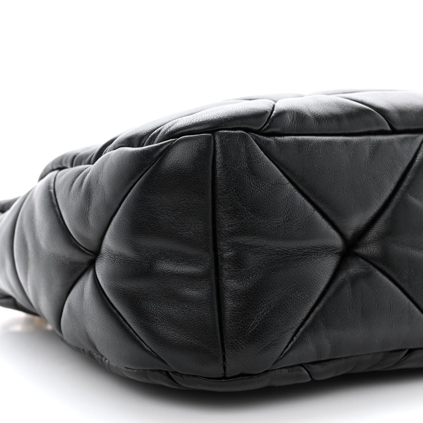 Nappa Re-Nylon Triangle Quilted Patchwork System Shoulder Bag Black