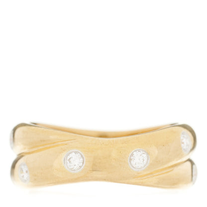 Tiffany 18K Yellow Gold Platinum Diamond Etoile Twist Band Ring 50 5.5 1 of 6