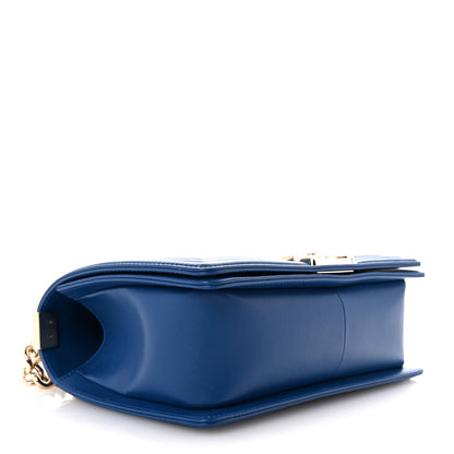 Chanel Lambskin Chevron Quilted Medium Boy Flap Blue 4 of 10