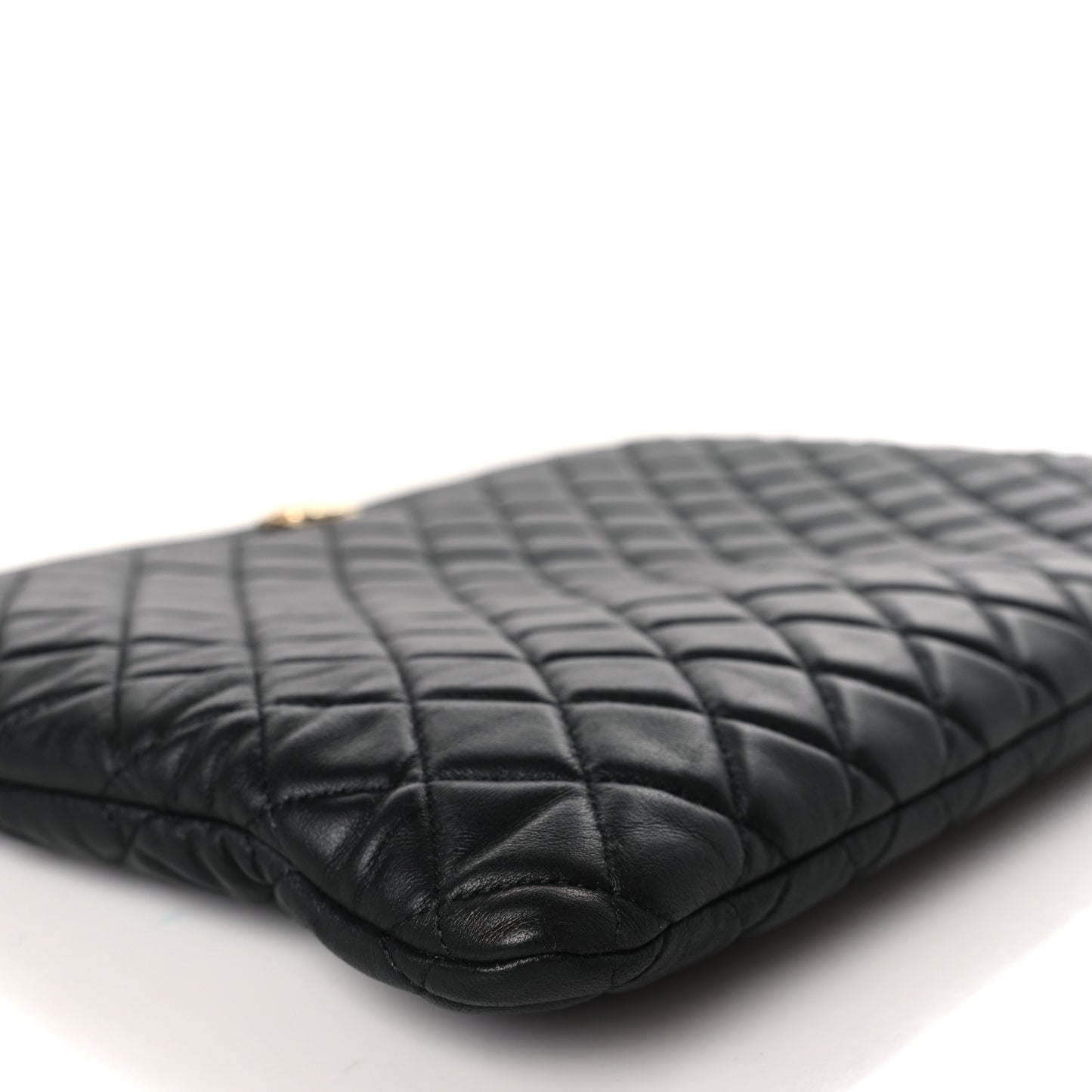 Lambskin Quilted Large Boy Cosmetic Case Black