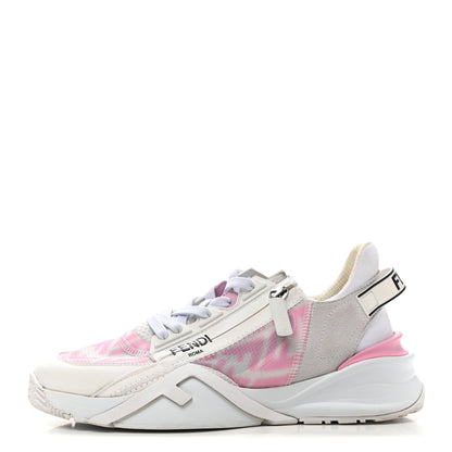 Fendi X SARAH COLEMAN Nylon Suede Lycra FF Vertigo Fendi Flow Low Top Sneakers 38 Transparent Rosa White 1 of 13