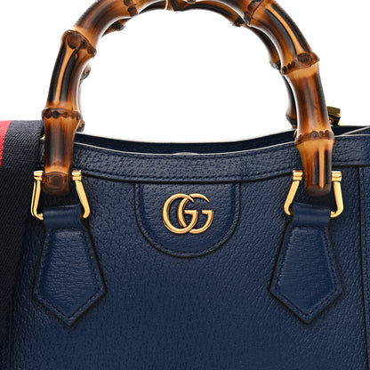 Gucci Textured Dollar Calfskin Web Mini Diana Tote Bag Royal 6 of 8