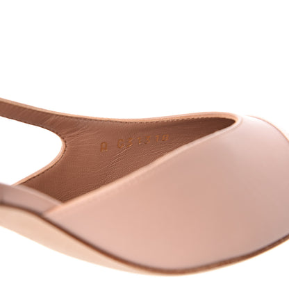 Chanel Glazed Calfskin Cap Toe CC Slingback Pumps 39 Beige White 8 of 9