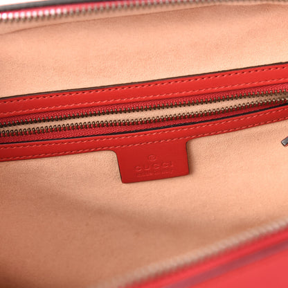 Gucci Calfskin Matelasse Sylvie Web Small GG Marmont Top Handle Shoulder Bag Hibiscus Red 7 of 8
