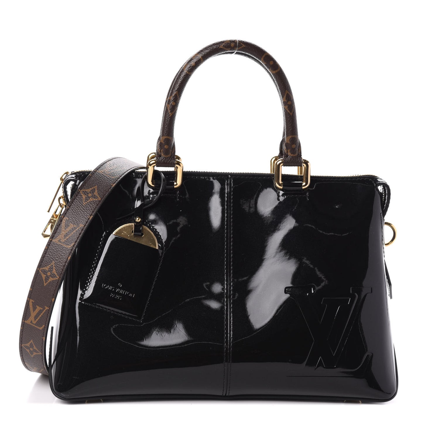 Patent Calfskin Miroir Tote Black