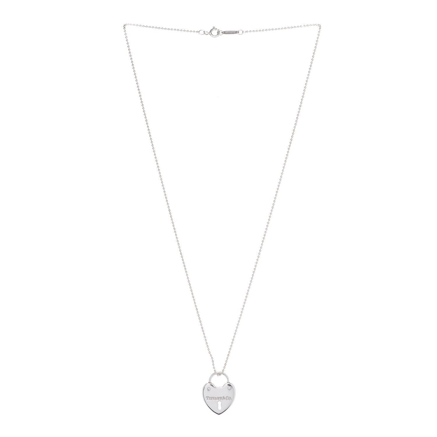 Tiffany Sterling Silver Heart Lock Pendant Chain Necklace 2 of 6