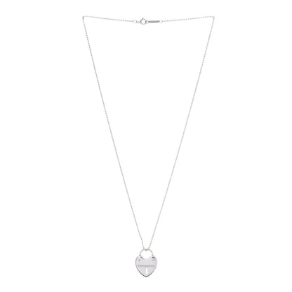 Tiffany Sterling Silver Heart Lock Pendant Chain Necklace 2 of 6