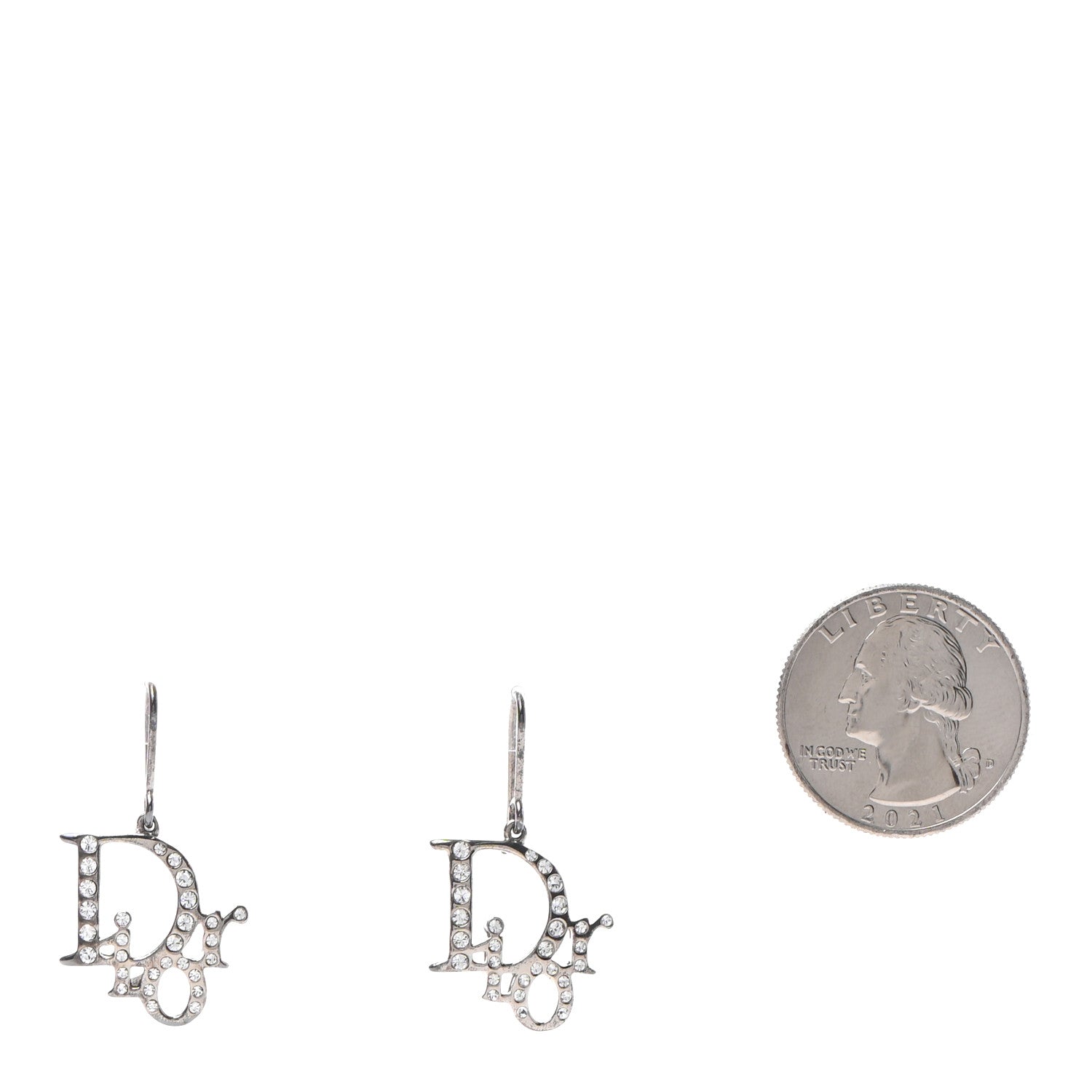Christian Dior Crystal Logo Earrings Silver 2 of 3