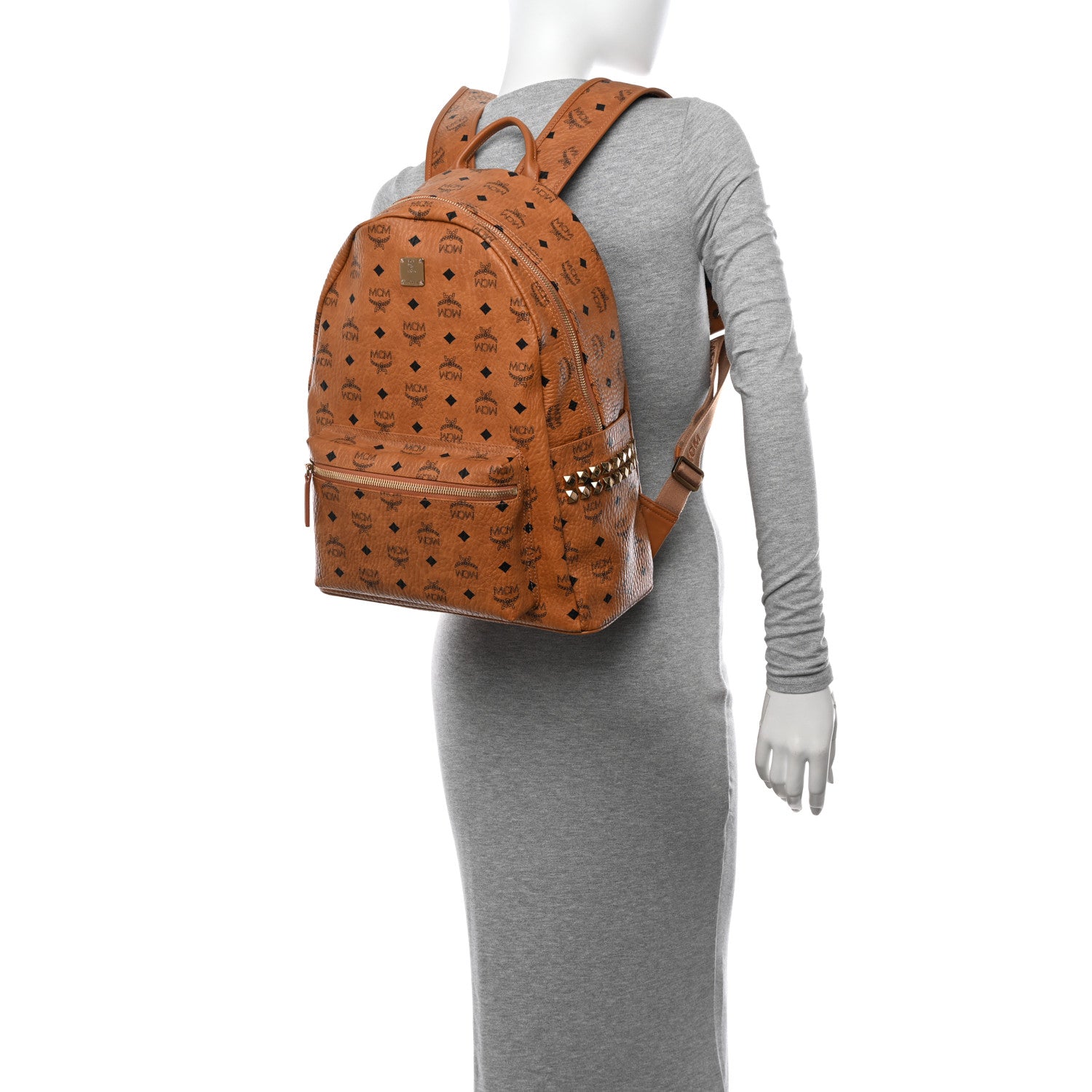 MCM Visetos Medium Side Studs Stark Backpack Cognac 2 of 11