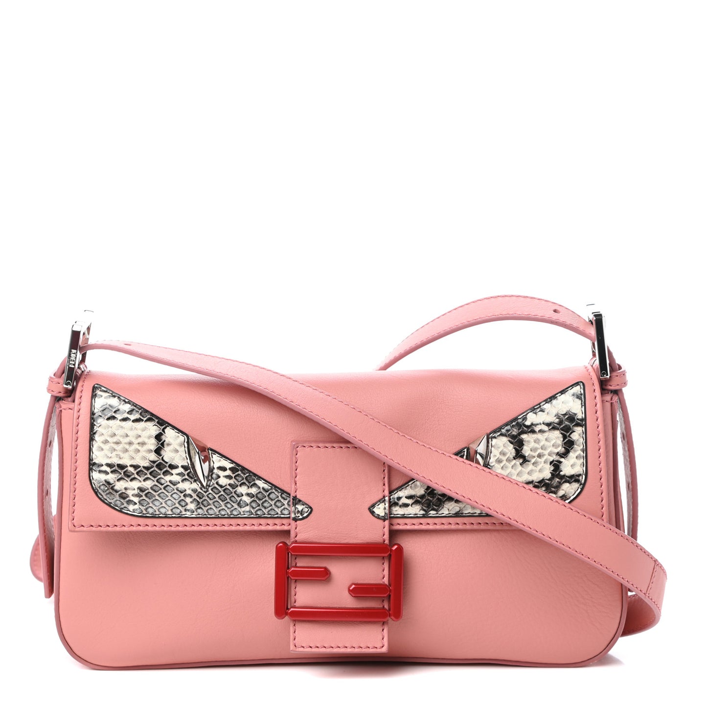 Calfskin Elaphe Monster Eyes Baguette Bois de Rose Naturale