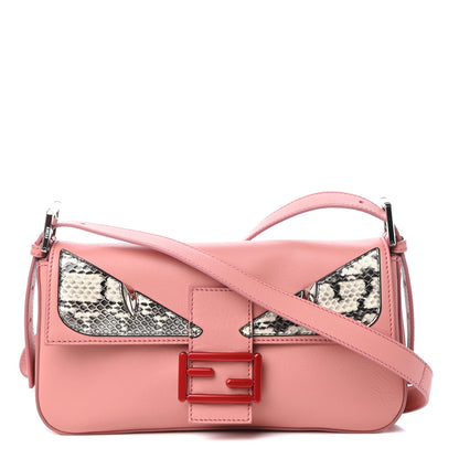 Fendi Calfskin Elaphe Monster Eyes Baguette Bois de Rose Naturale 1 of 9