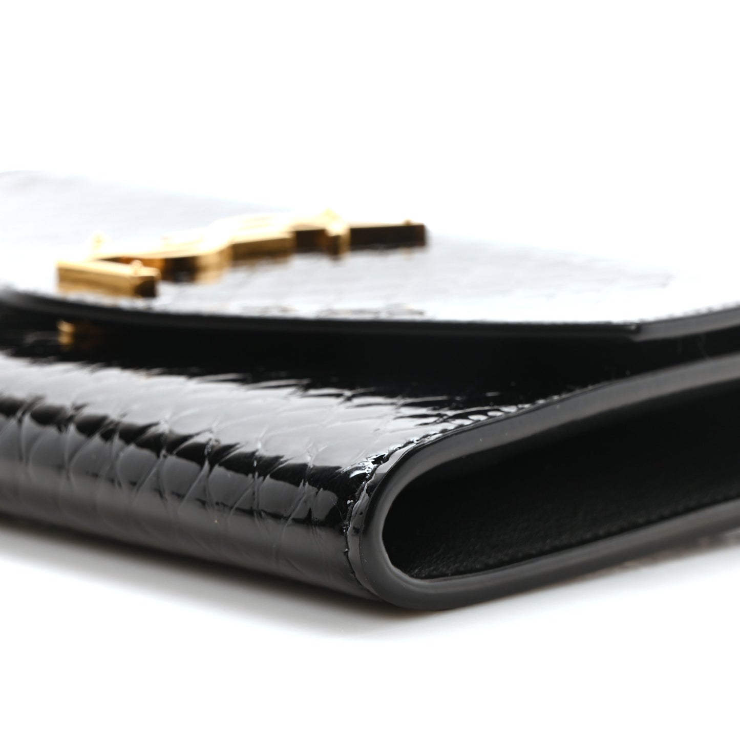 Calfskin Python Embossed Monogram Uptown Chain Wallet Black