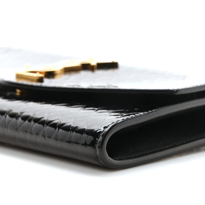Saint Laurent Calfskin Python Embossed Monogram Uptown Chain Wallet Black 11 of 12