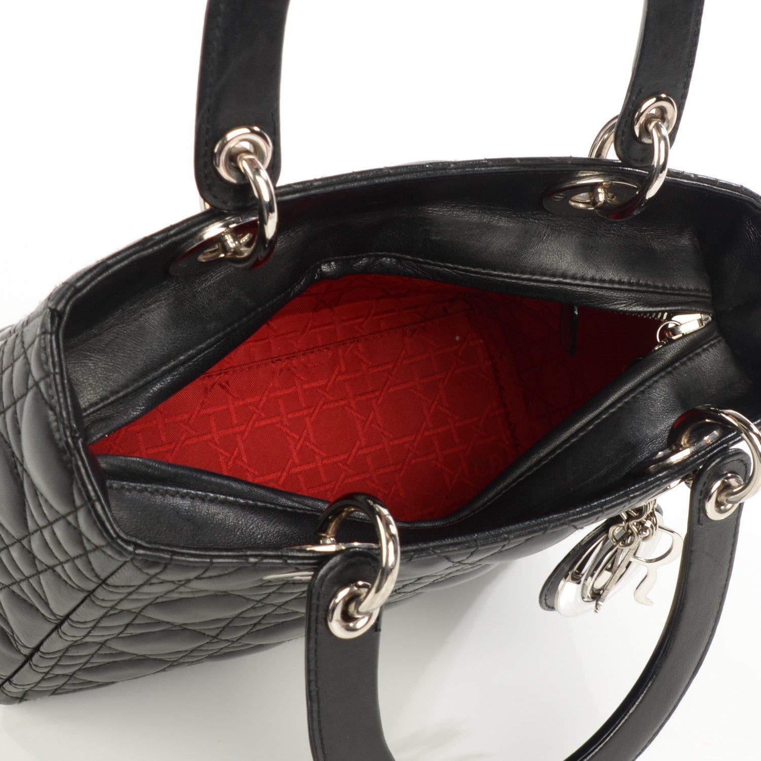 Christian Dior Lambskin Cannage Medium Lady Dior Black 7 of 17