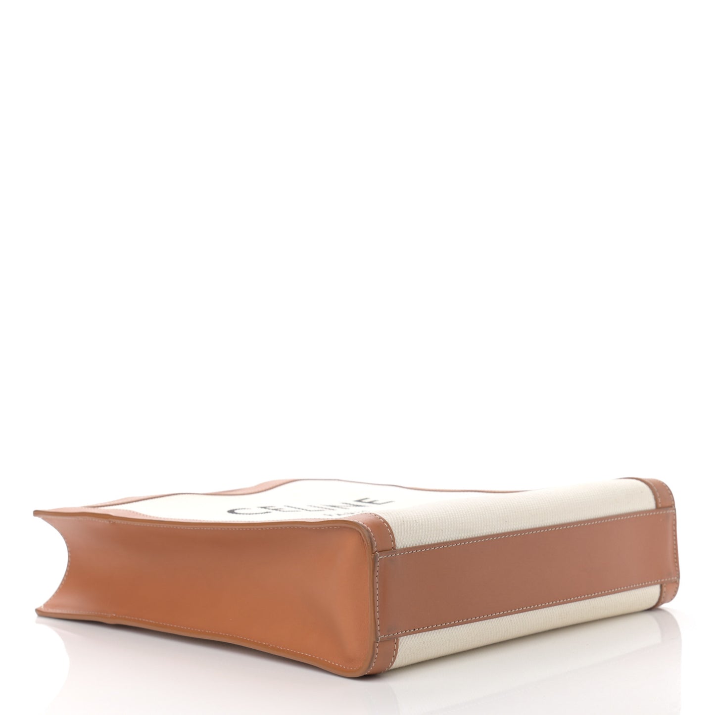 Canvas Calfskin Logo Print Small Vertical Cabas Natural Tan