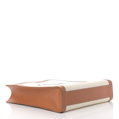 Celine Canvas Calfskin Logo Print Small Vertical Cabas Natural Tan 4 of 15