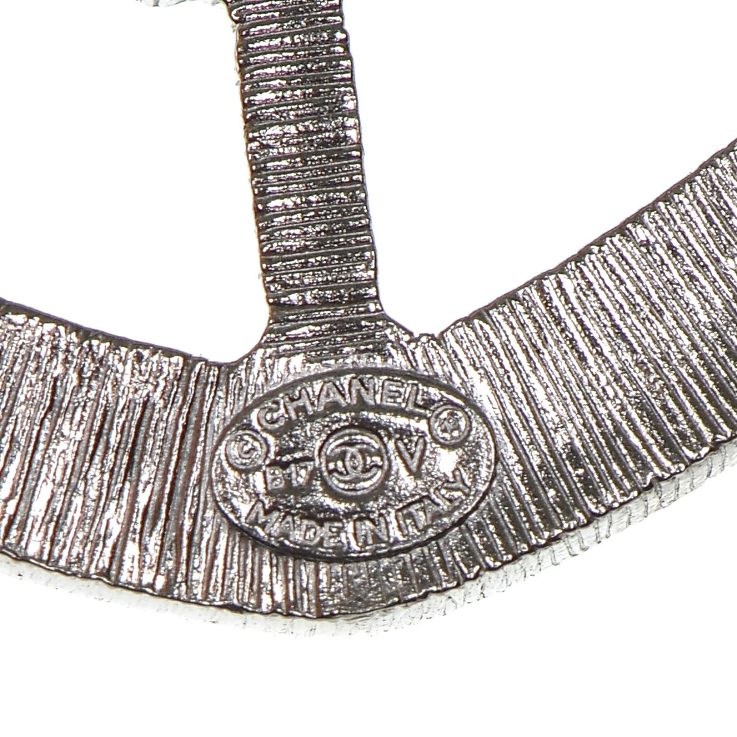 Swarovski Baguette Crystal CC Shield Brooch Silver