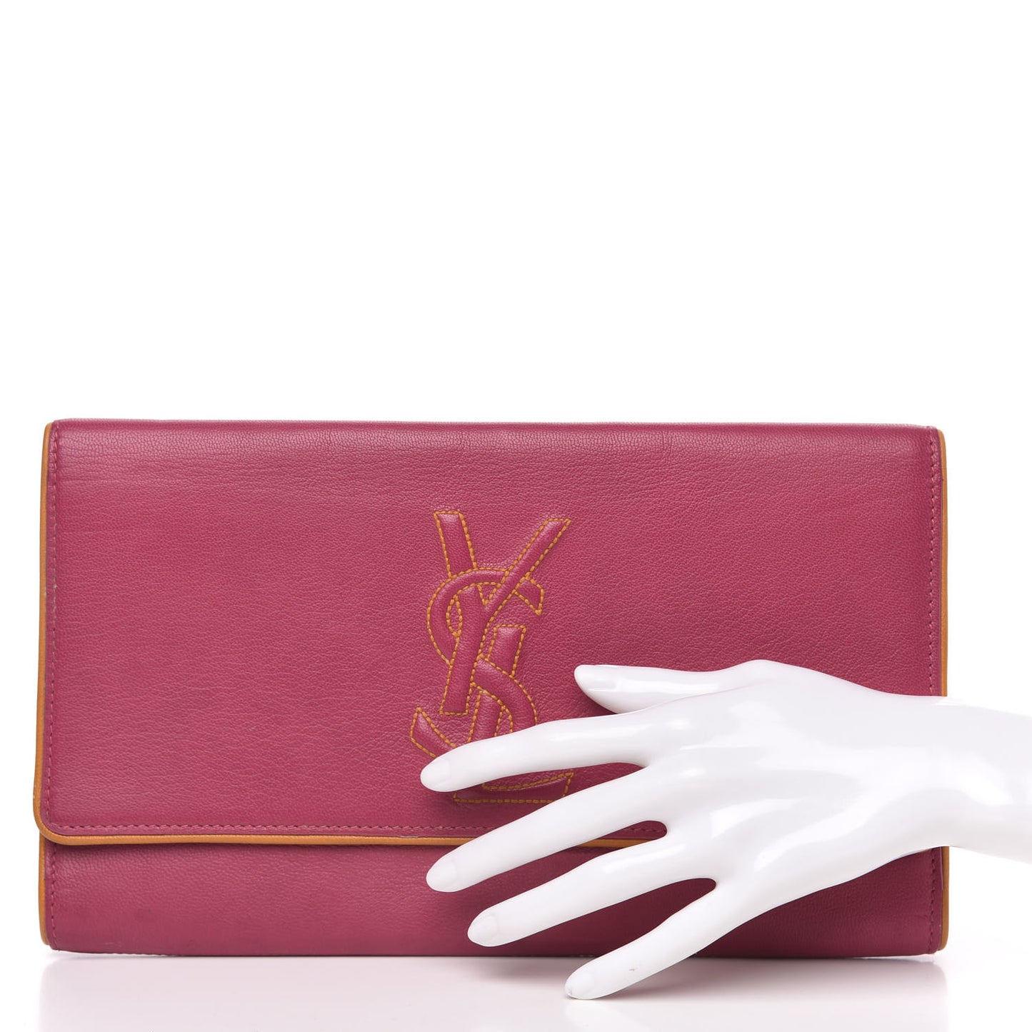 Goatskin Colorblock Belle De Jour Clutch Fuchsia