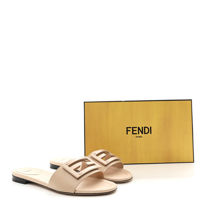 Fendi Vitello Cuoio Baguette Flat Slide Sandals 39.5 Poudre 9 of 9