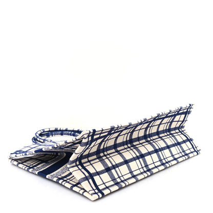 Christian Dior Canvas Embroidered Large Check'n'Dior Book Tote Blue 4 of 11