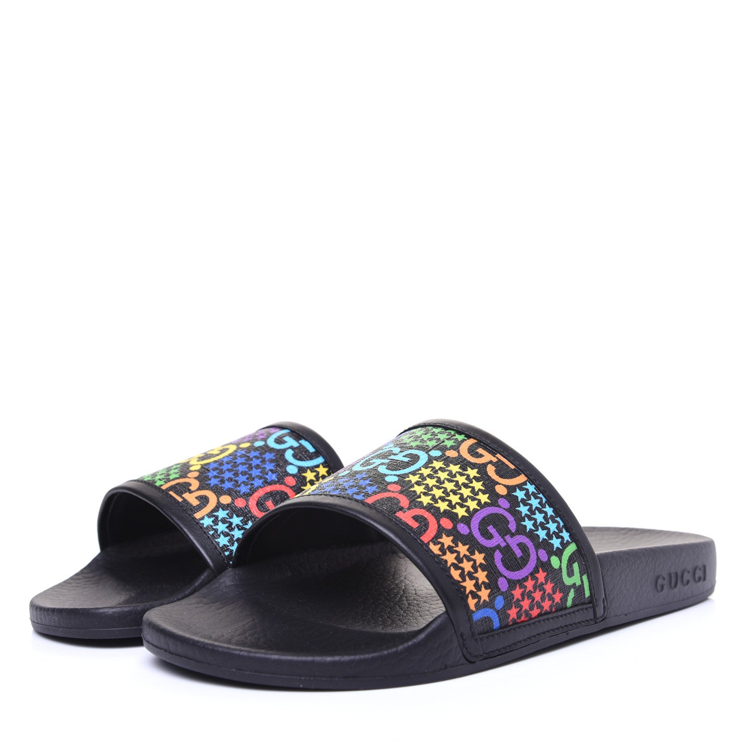 Gucci GG Supreme Monogram Psychedelic Slide Sandals 36 Black Multicolor 4 of 9