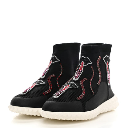 Valentino Garavani Body Tech Knit Embroidered High Top Sneakers 35 Black 3 of 9
