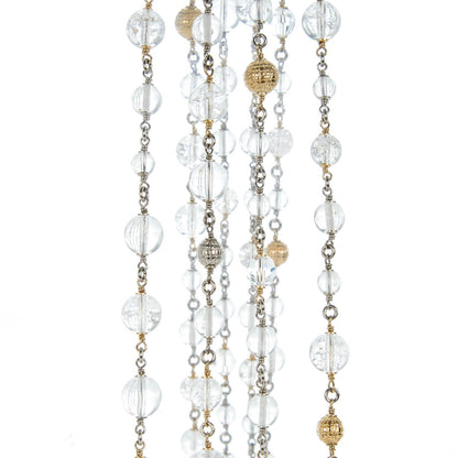 Chanel Crystal Glass Beaded CC Long Necklace Silver 5 of 6