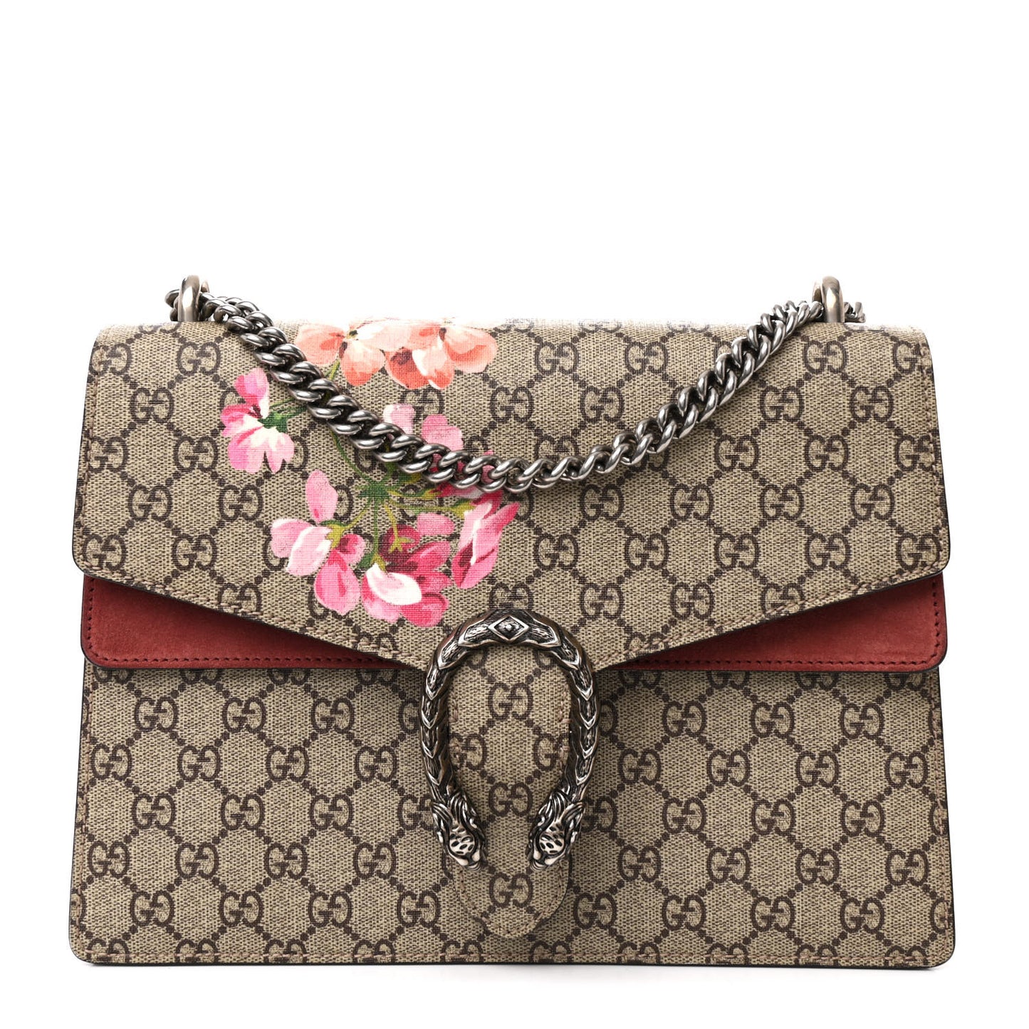 GG Supreme Monogram Blooms Medium Dionysus Shoulder Bag Beige Multicolor Dry Rose