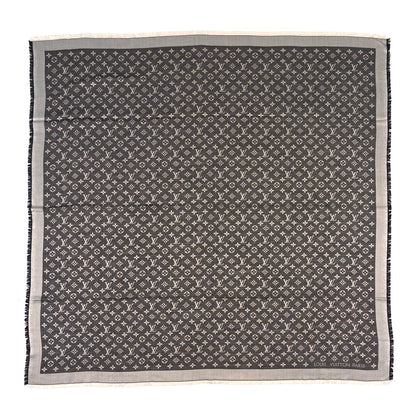 Louis Vuitton Silk Wool Monogram Denim Shawl Black 1 of 3