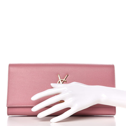 Saint Laurent Grain De Poudre Classic Monogram Cassandre Clutch Pink 2 of 8