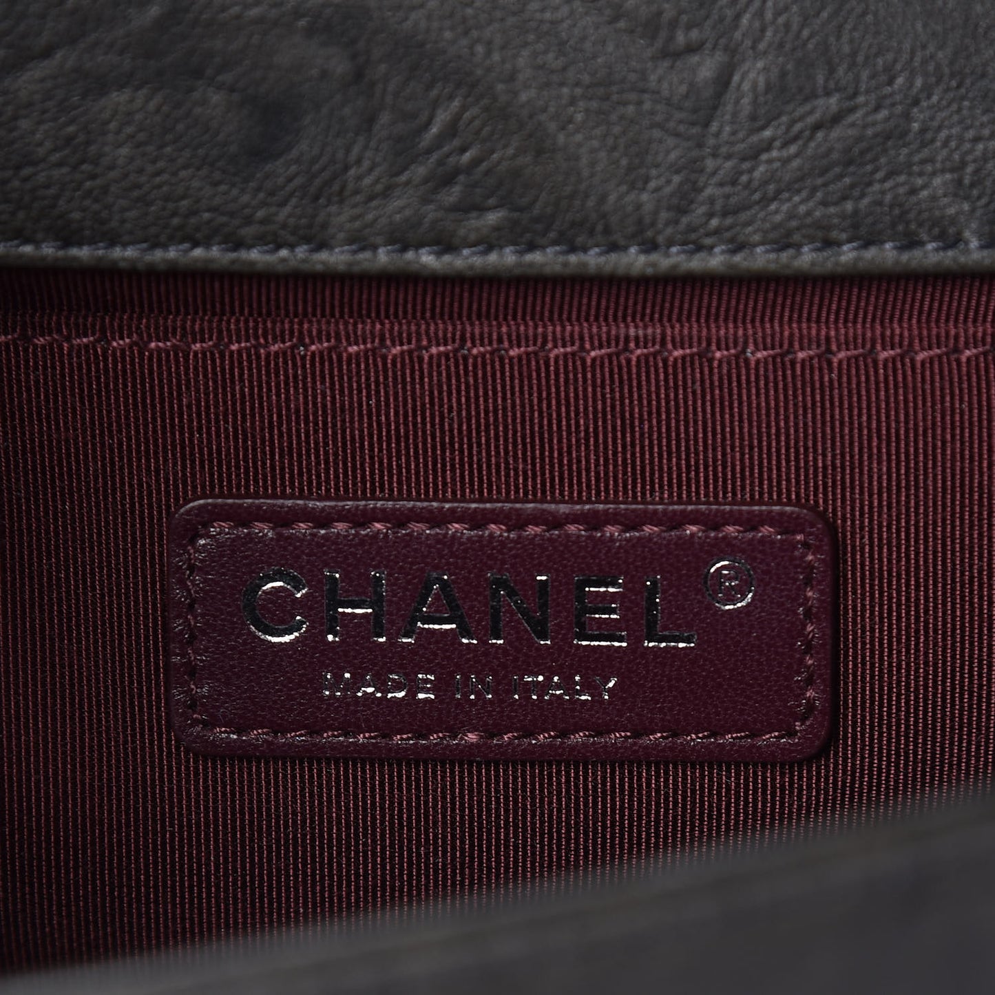 Crumpled Lambskin Small Studded Boy Flap Dark Gray