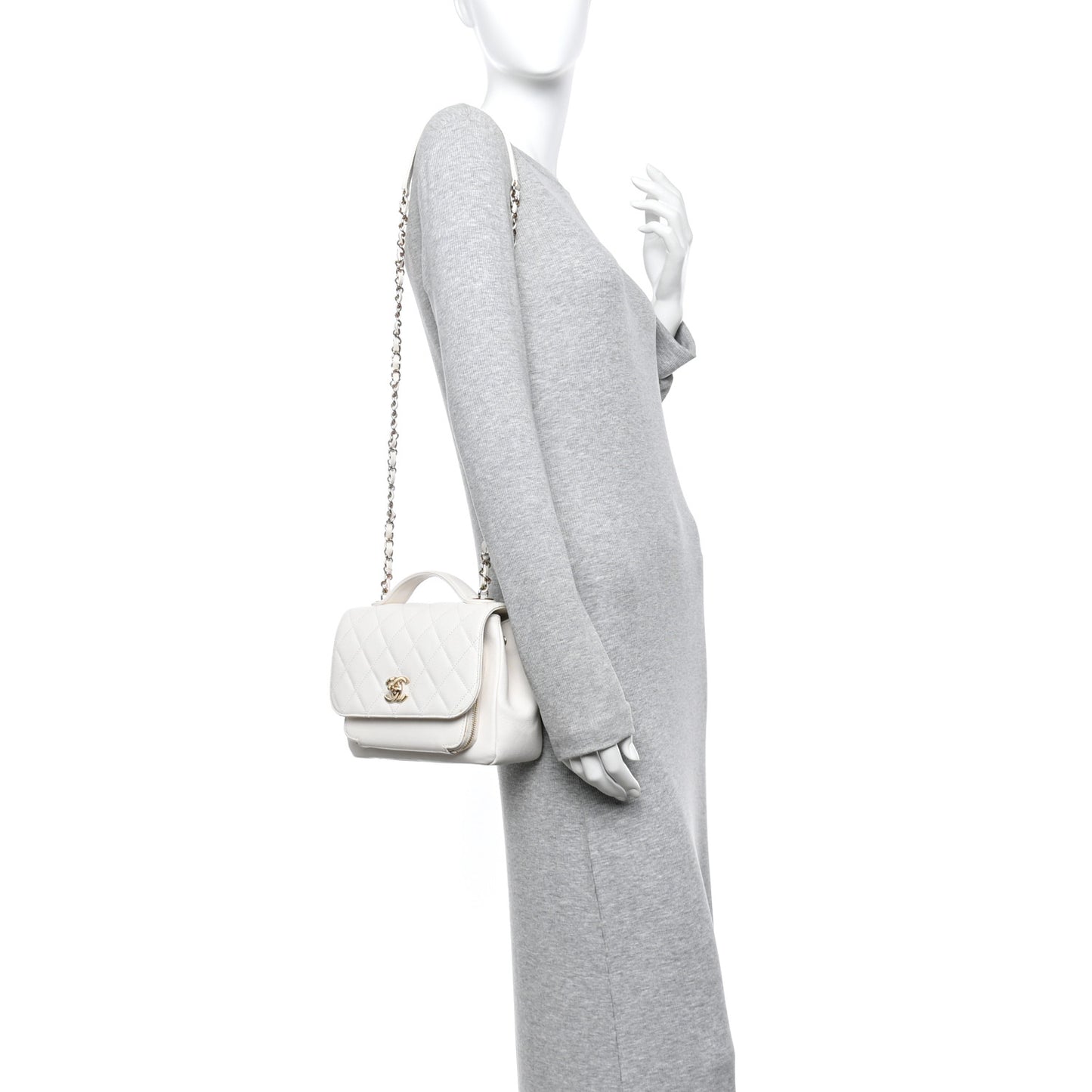 Caviar Quilted Medium Business Affinity Flap White